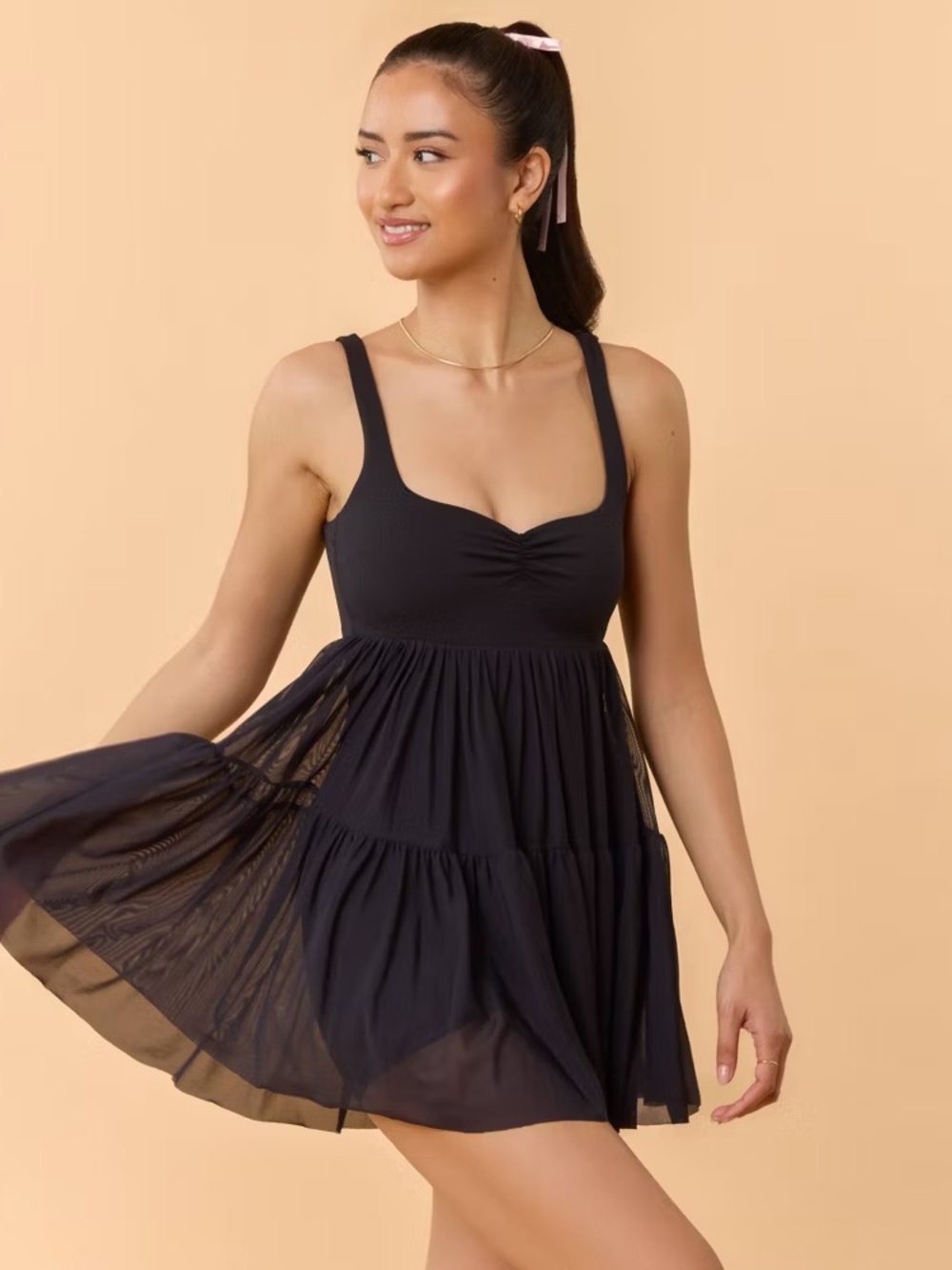 Blogilates Women Sweetheart Babydoll Dress Black NWT Size L